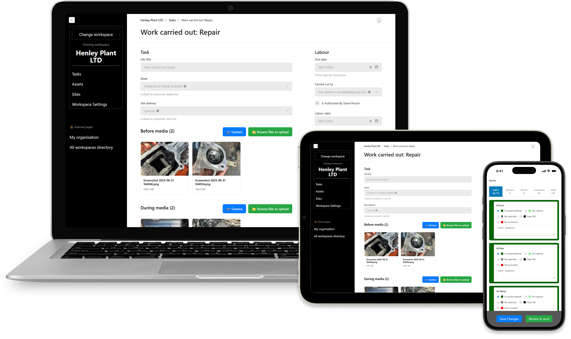 Centralised Plant Maintenance App Screenshot